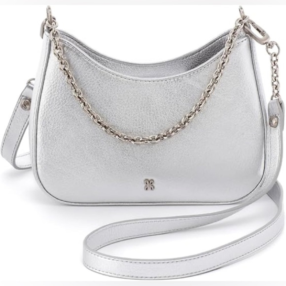 HOBO Silver Crossbody Bag with Chain Accent